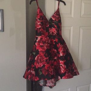 Black and red rose homecoming dress